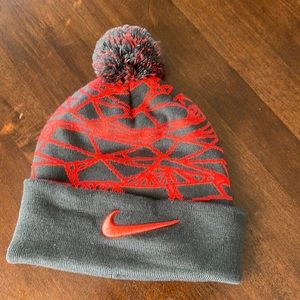 Reddish Orange and Grey Nike Beanie